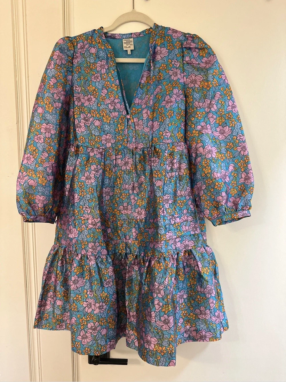 Baum und Pferdgarten Arvilla Floral Mini Dress in Blue Multi